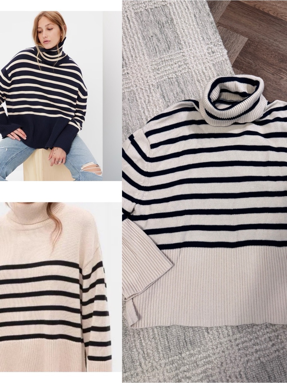 Gap Cotton Split Hem Turtleneck Sweater